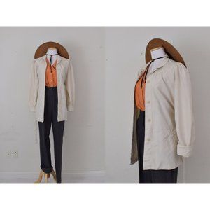 Vintage 80s Beige Cotton/Poly‎ Single-Breasted Trench Coat by DAWN  | size 12